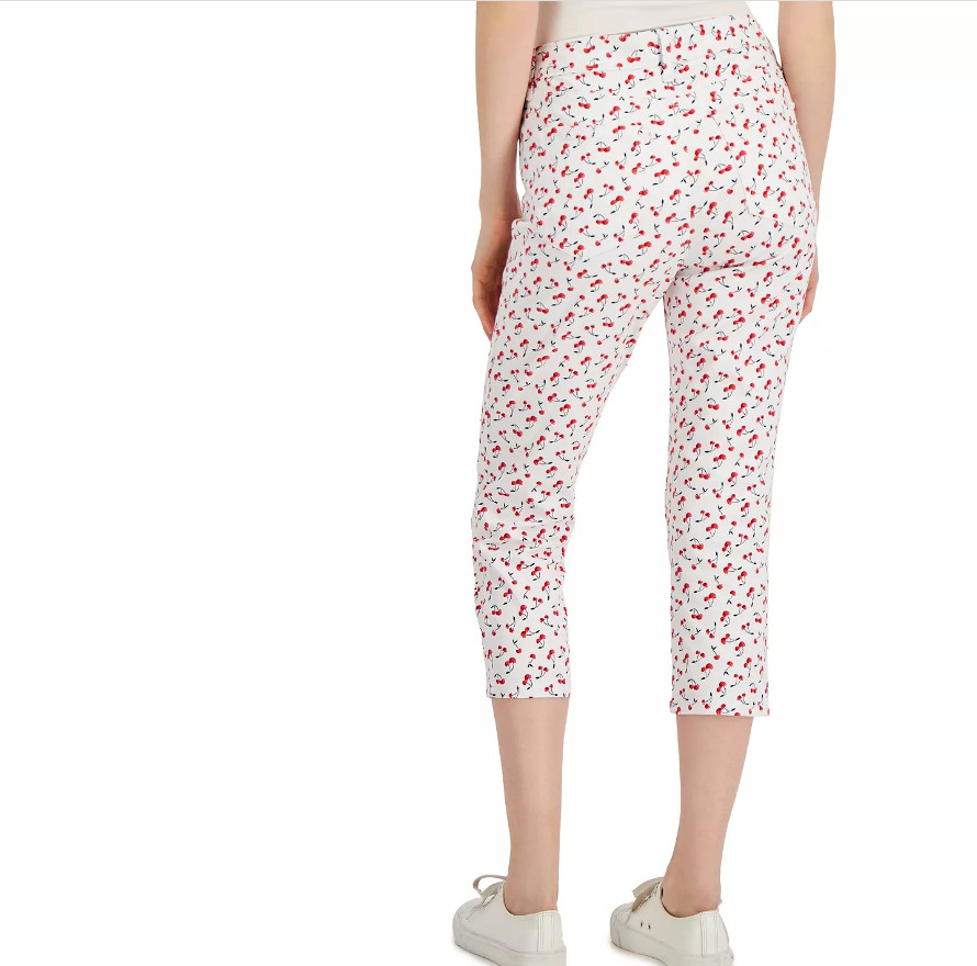 Charter Club Women’s Printed Bristol Capri Jeans 4,6,8,10,12,14,16 White/ Multi