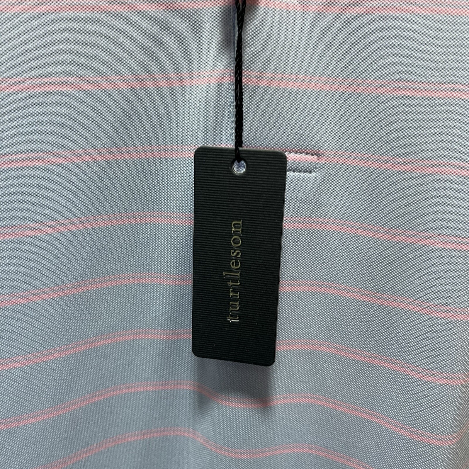 Turtleson Bowen Stripe Oxford Performance Polo Sky/Orchid Size 2XL XXL NEW