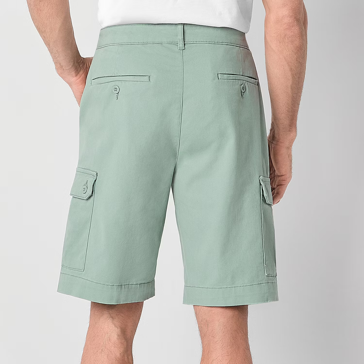 St Johns Bay 10″ Inseam Cargo Shorts, Jadestone Green, Comfort Stretch, Size 34