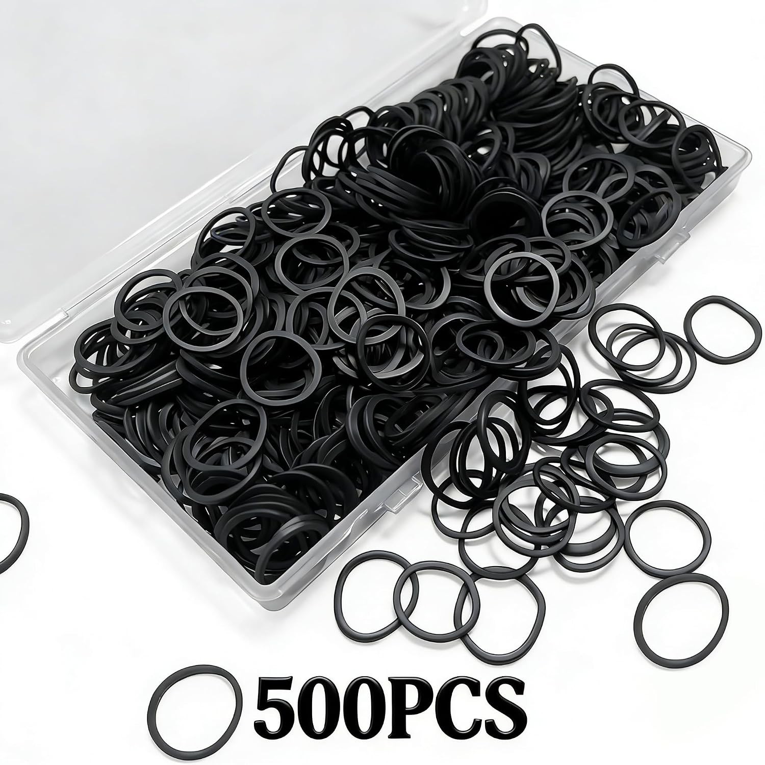 black Elastic Hair Bands， 500pcs Mini Rubber Bands with a box Soft Elastic Bands
