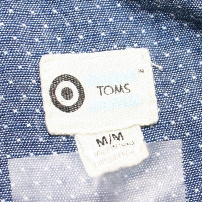 TOMS for Target Womens Blue White Dip Dye Ombre Polka Dot Button Down Shirt M