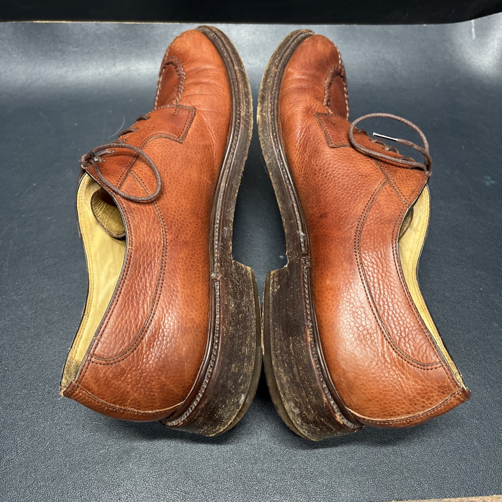 BOSTONIAN CROWN WINDSOR Split Toe Pebble Grain Brown Size 10.5 D, Made in Italy!