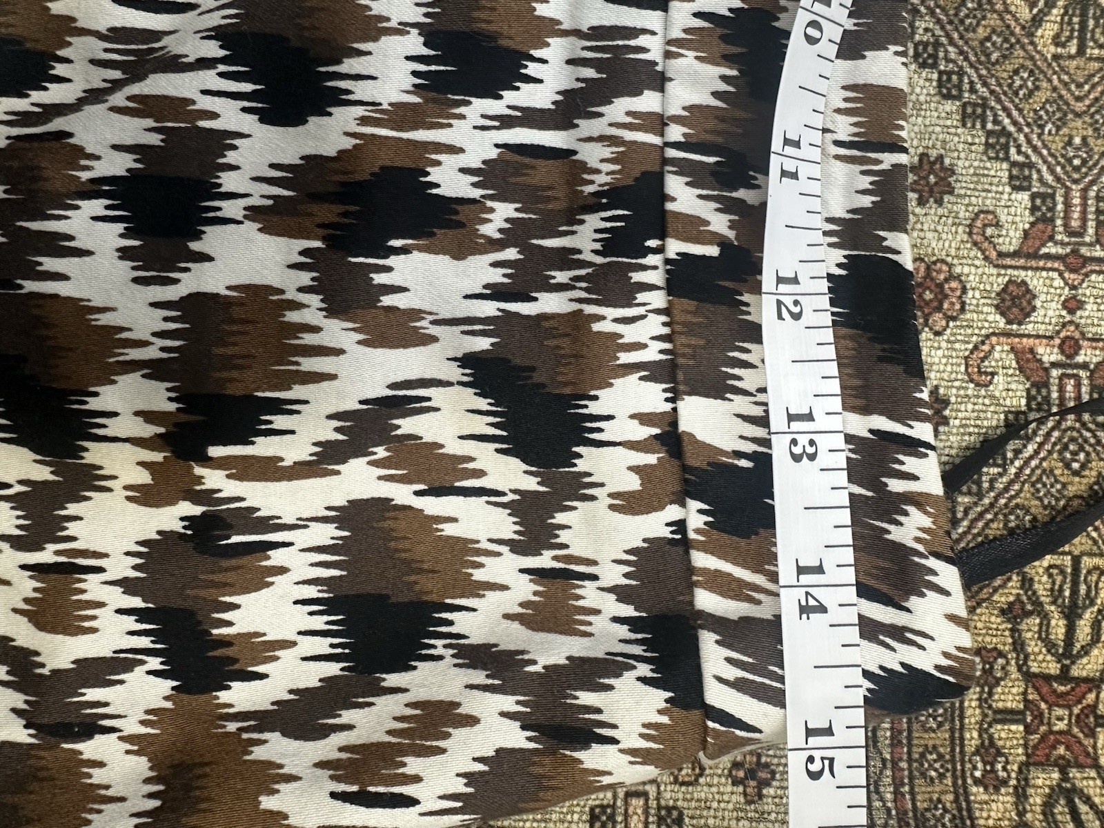 Valerie Bertinelli Brown Black White Animal Print Zip Lined Pencil Skirt 8