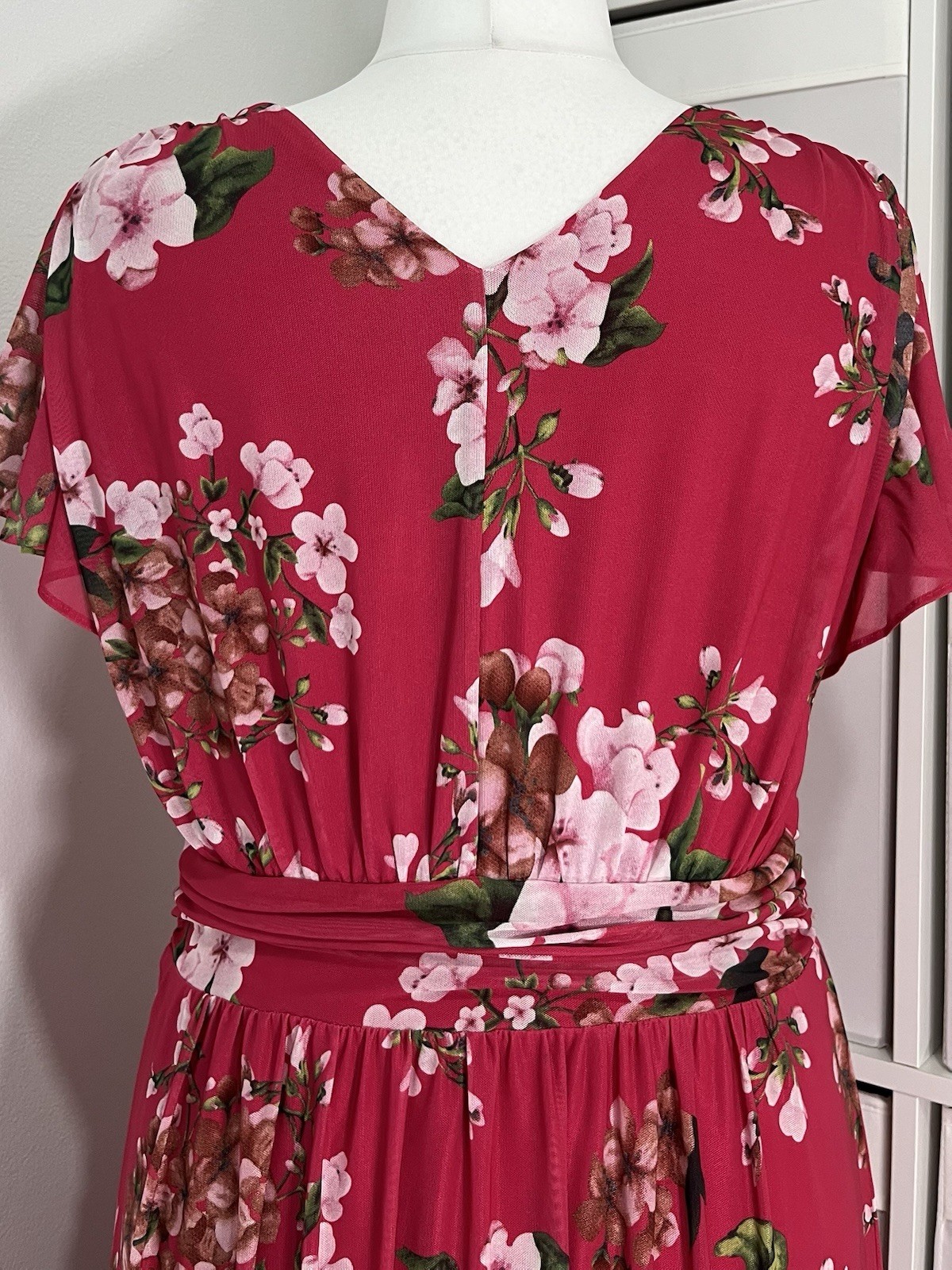 Jolie Moi Ladies Midi Dress Fits Uk 16 Floral Mesh Lined Occasion Wedding Races