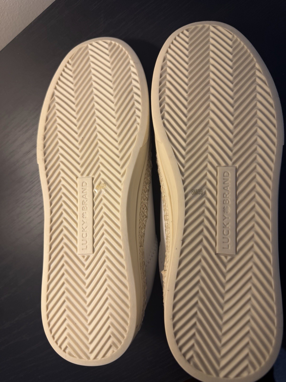 Lucky Brand Lucky Cheynas White/Brown Leather Lace-Up Sneakers US 8 Round Toe