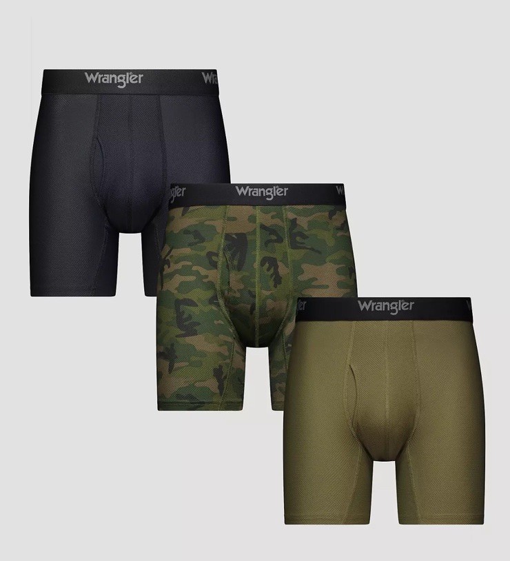Wrangler Men’s 3 Pack Stretch Quick Dry Wicking Anti Odor Boxer Briefs Size M