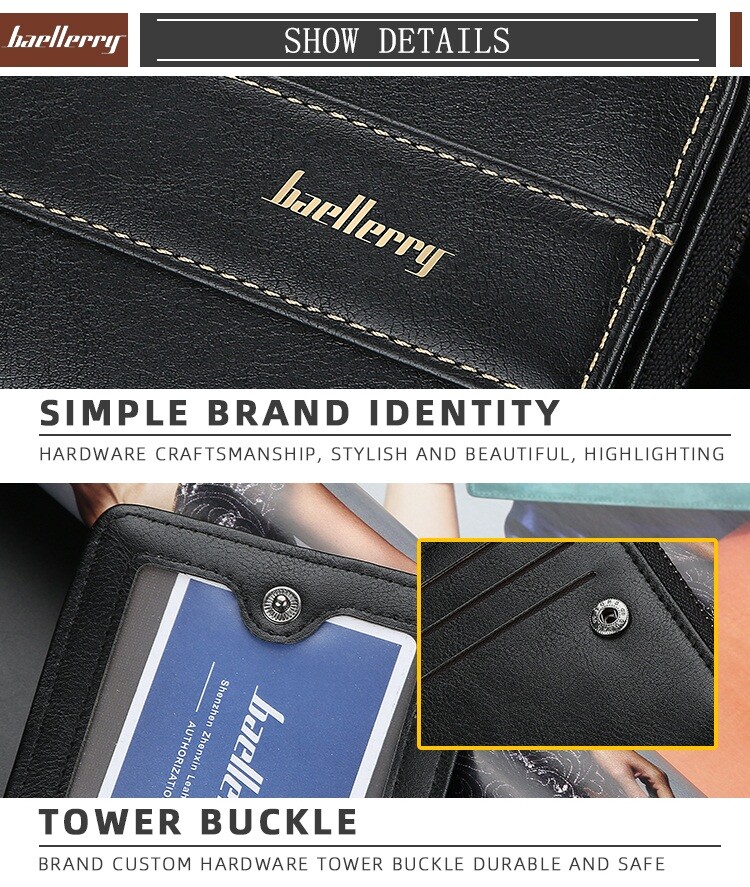 Baellerry Men’s PU Leather Zipper Wallet Multi Card Holder Purse With Coin Bags
