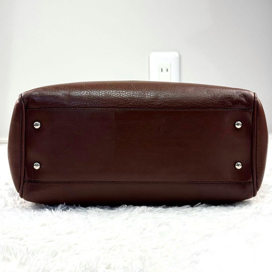 LOEWE Heritage Logodon Shoulder Tote Bag Leather Brown Classic Style