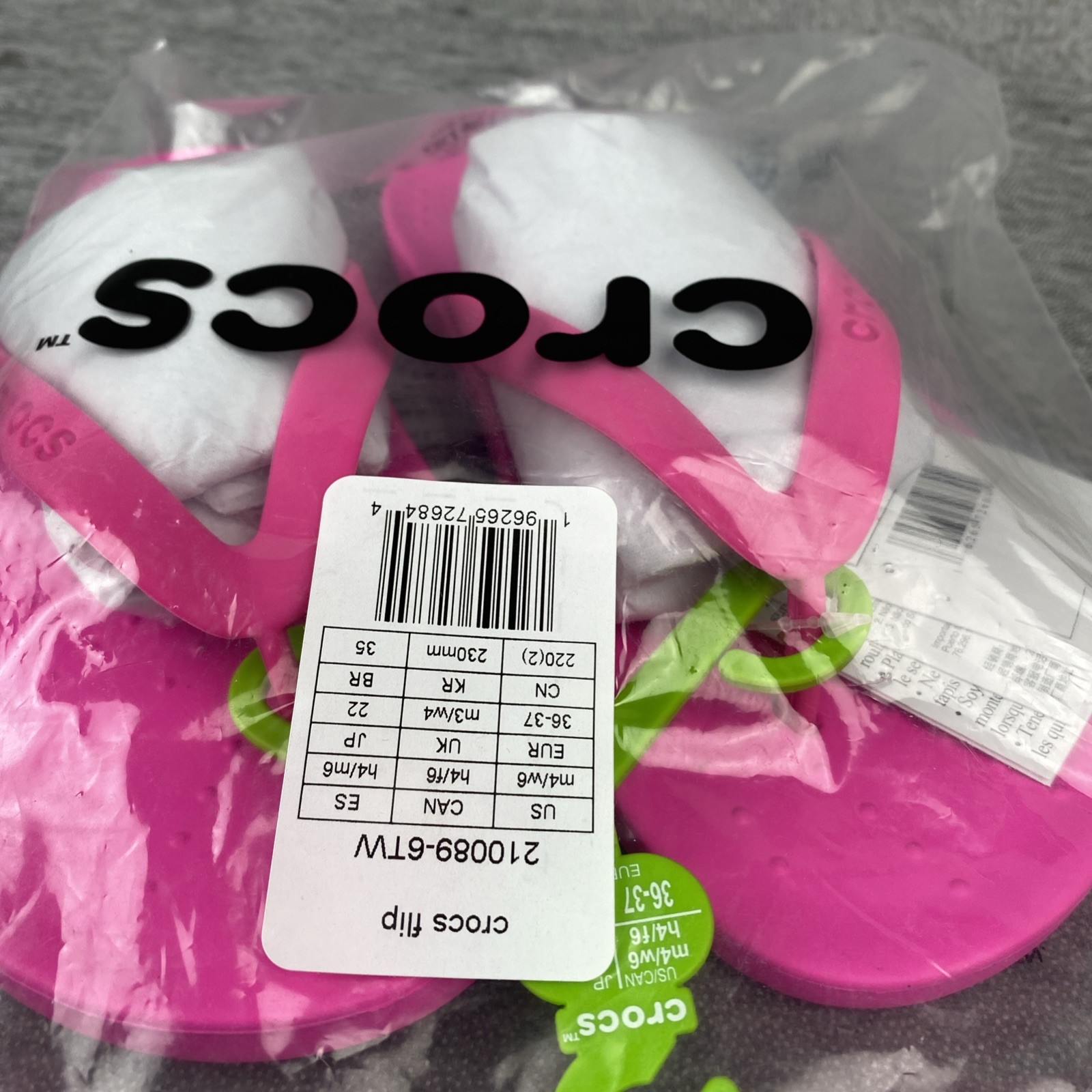 Crocs Flip Flop Sandal Electric Pink Unisex M4/W6 Casual 210089-6TW NEW✅