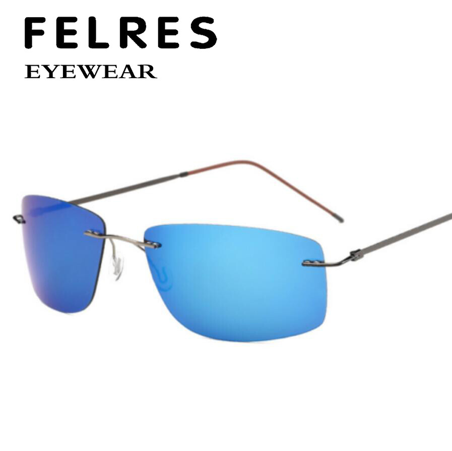 Ultra Light Memory Rimless Titanium Alloy Polarized Driving Sunglasses For Men