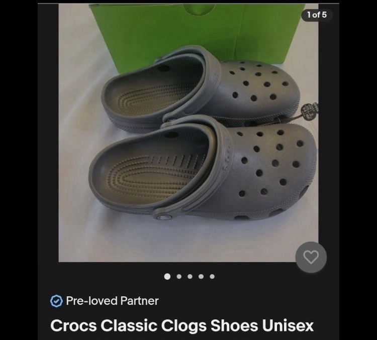 Crocs Classic Men’s US 17 Gray Clog Sandal Slip-On Synthetic Upper Logo
