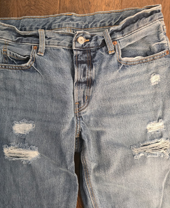Old Navy Barrel Leg Jeans Womens 6 High Rise Distressed Light Wash Denim