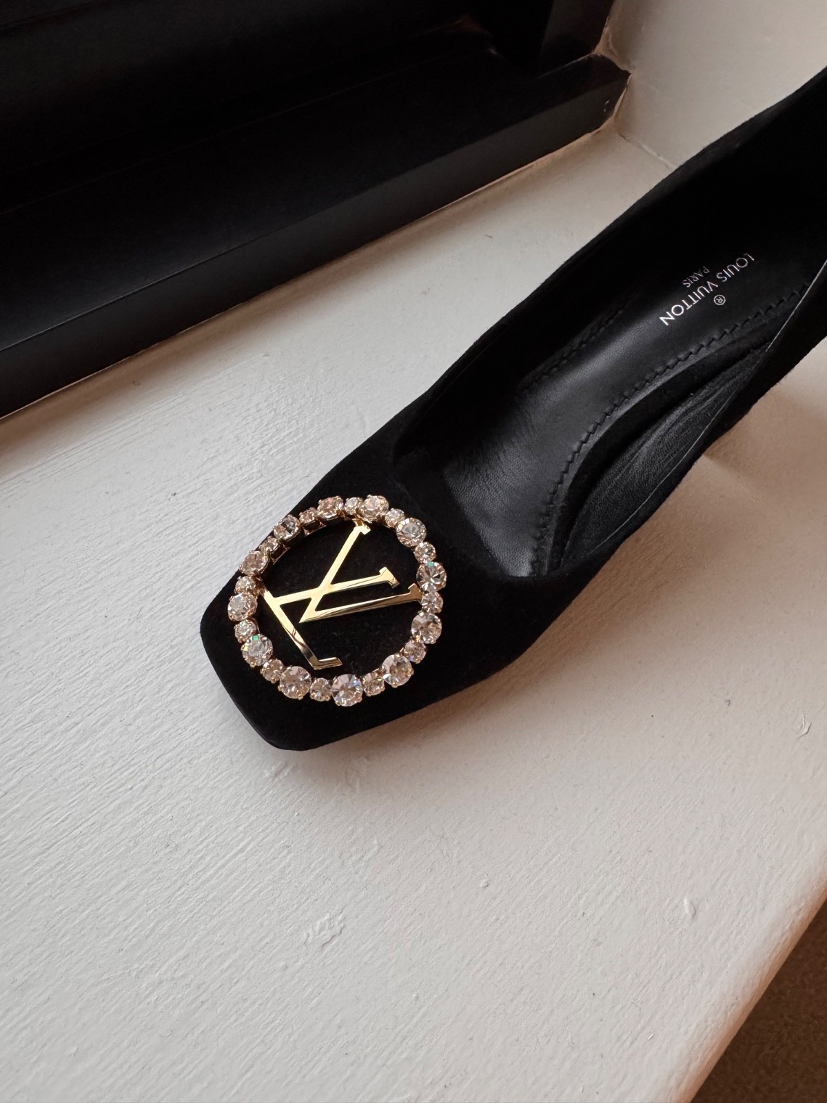Louis Vuitton Black Suede Madeleine Pump