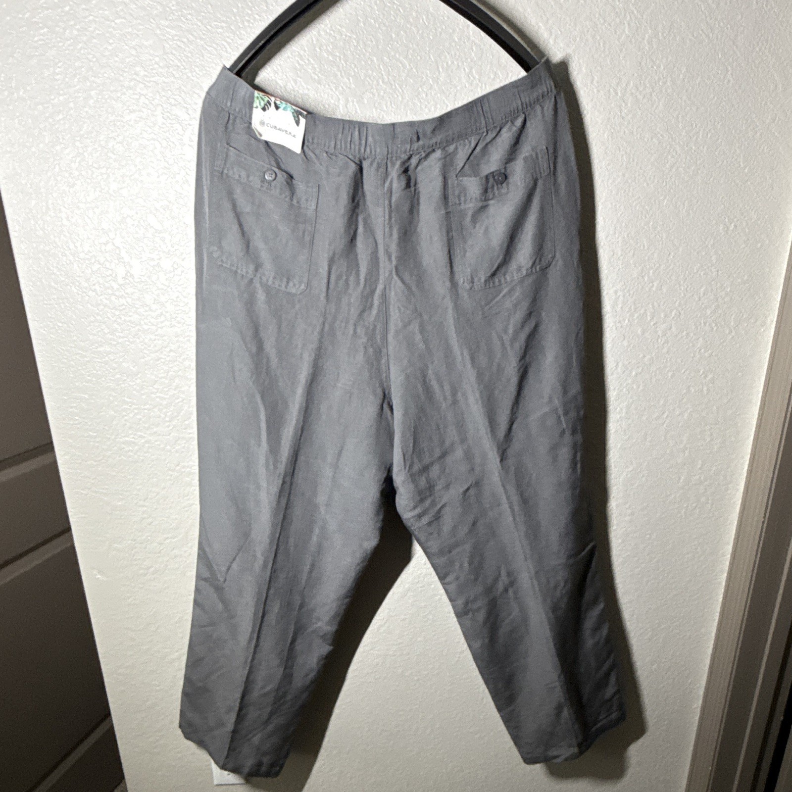 Cubavera Men’s Big & Tall Chino Pants Flat Front Solid Gray Pockets 48W NWT