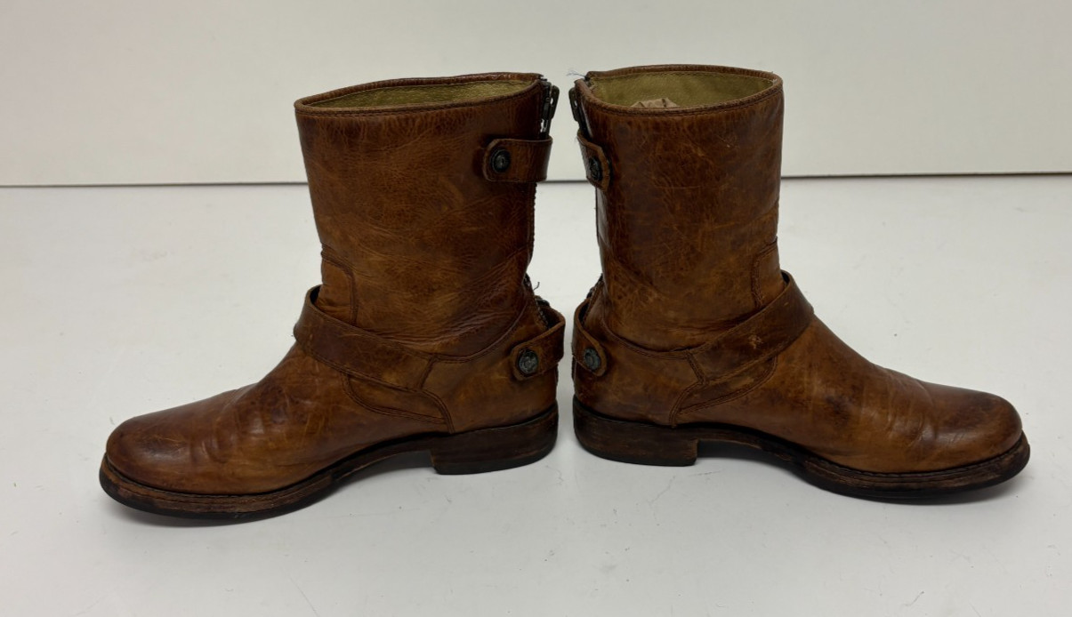 Frye Veronica Bootie Cognac Leather Rear Zip Women’s Boots US 6 B GREAT