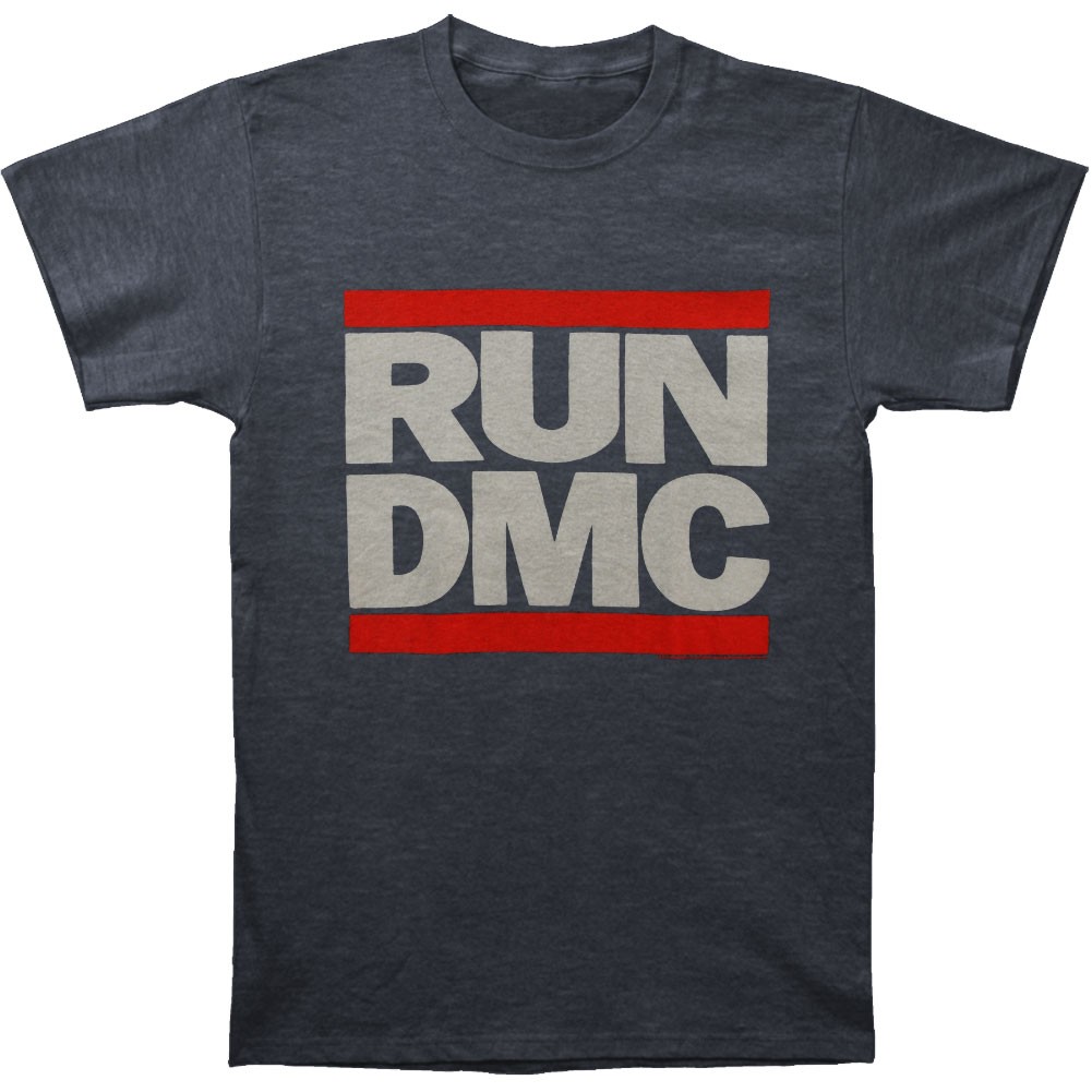 Men’s Run DMC Classic Logo On Soft Tee Slim Fit T-shirt Medium Grey
