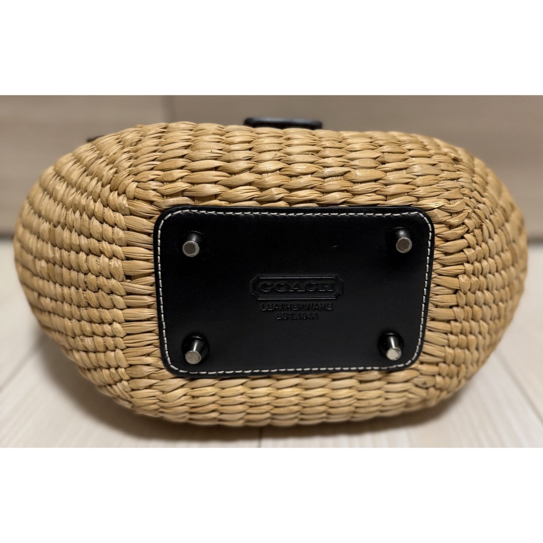 COACH Basket Bag Butterfly Straw Handbag Size: W:8.7 × H: 7.9 in.