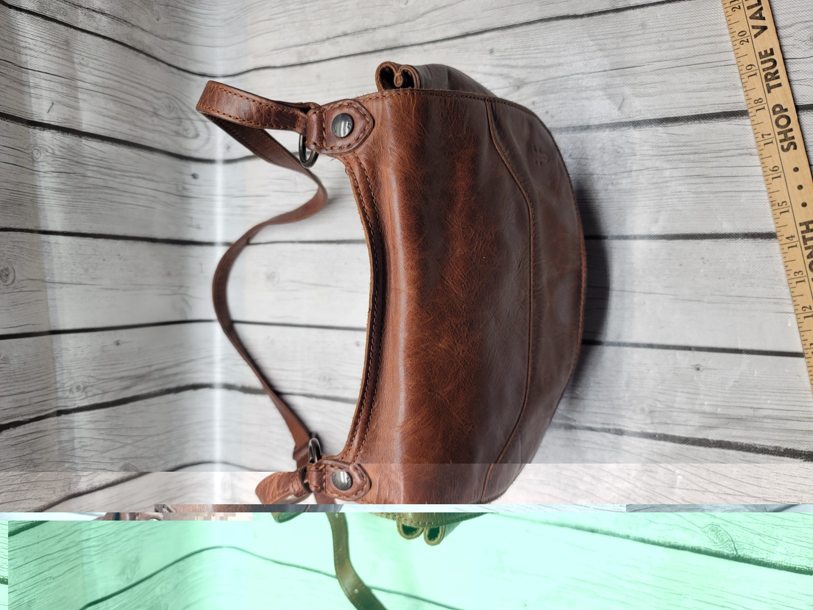 Frye Melissa Dark Cognac Brown Leather Flap Closure Saddle Crossbody Bag Purse