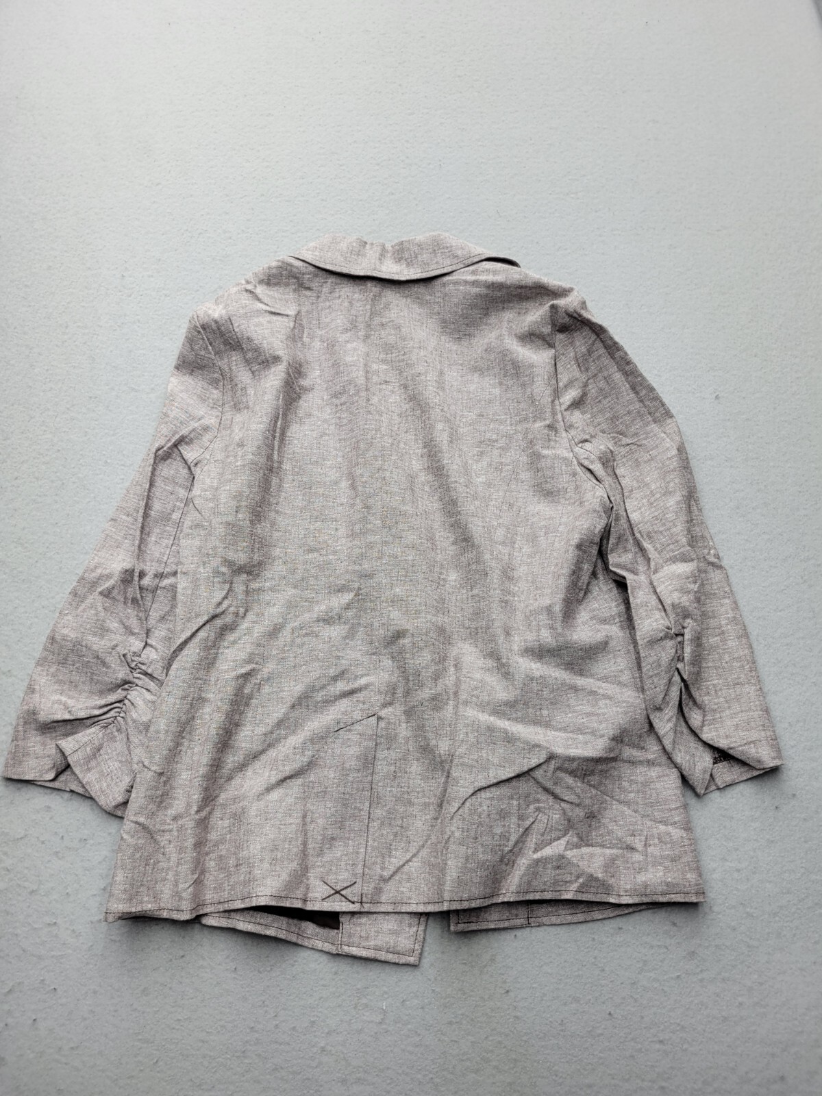 New York & Co Women Blazer 14 Gray Modern Heather Collared Lapel Button Buttons