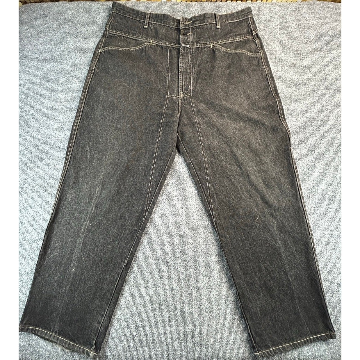 Marlithe Francois Girbaud Jeans Men’s 40 Blk Carpenter Wide Leg Denim Y2K Baggy