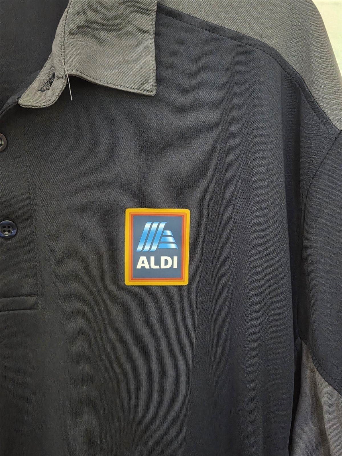 New Vansport Men’s LG Aldi Employee Polo Golf Shirt Blue Gray