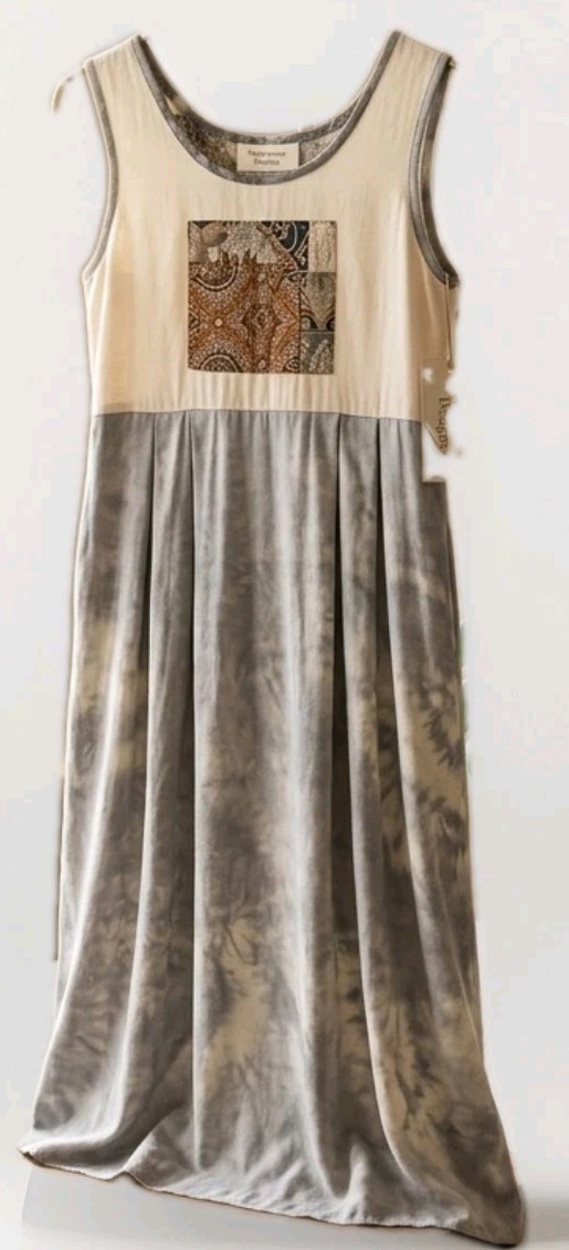 Nativewear Designs Indonesia Lagenlook Art To Wear Bohemian Maxi Tank Dress sz L