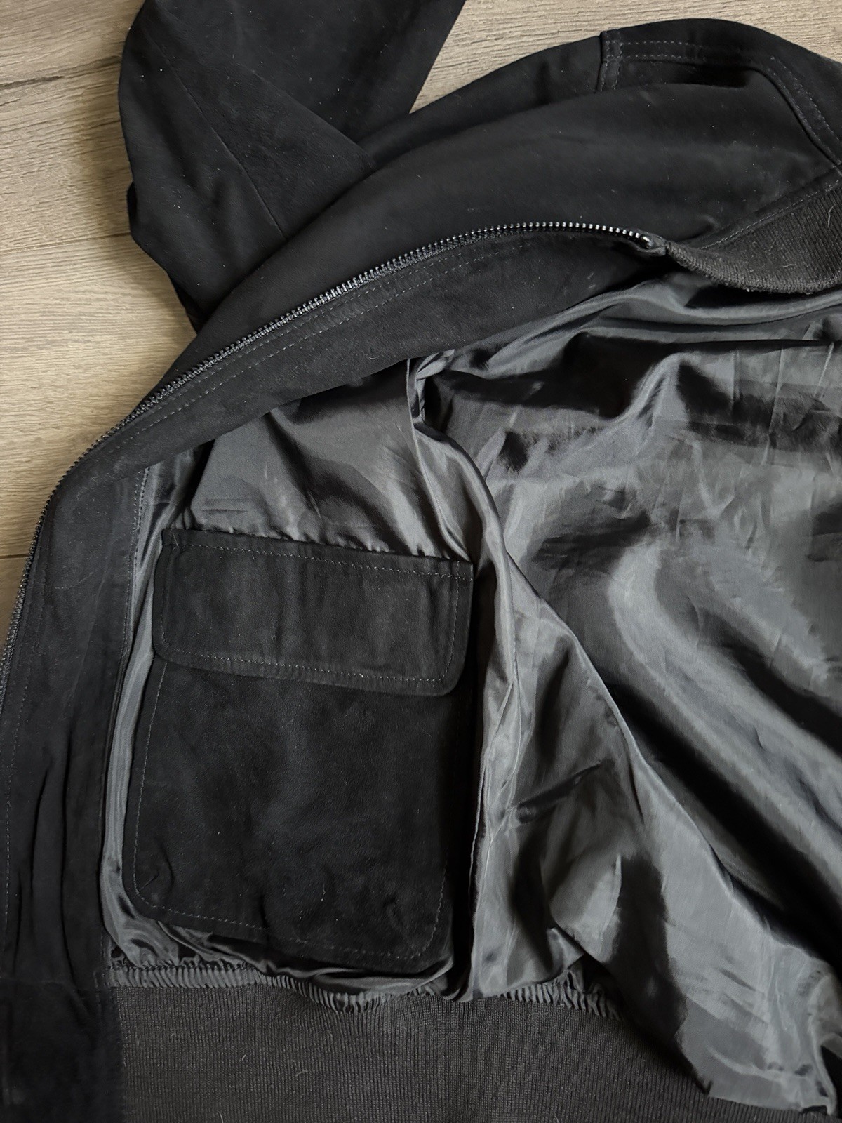 BLANKNYC Men’s Black Leather Bomber Jacket S Full Zip Pockets Lined