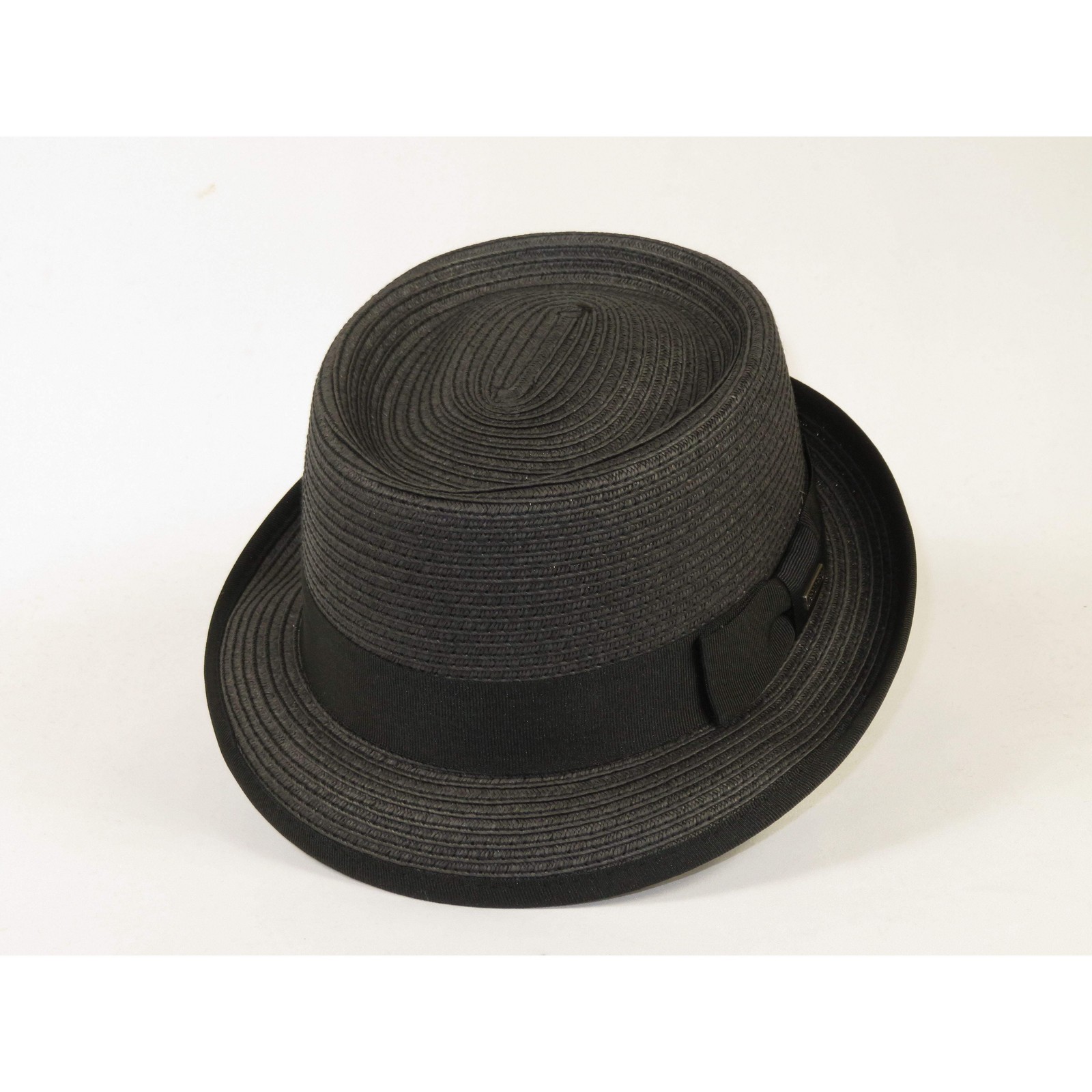 Men’s Broner Summer Hat Woven Straw Style Porkpie STAND UP 88-8601 Black