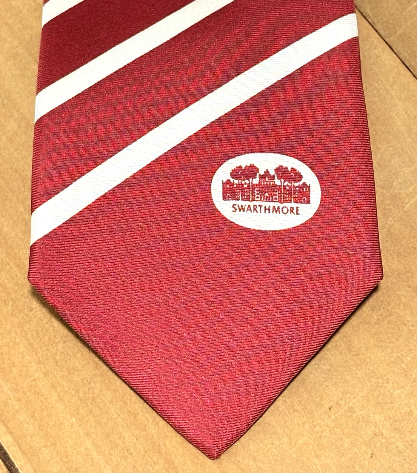 SWARTHMORE College Tie Varsity Line Men’s 100% Silk Neck Red by Neil Stripe