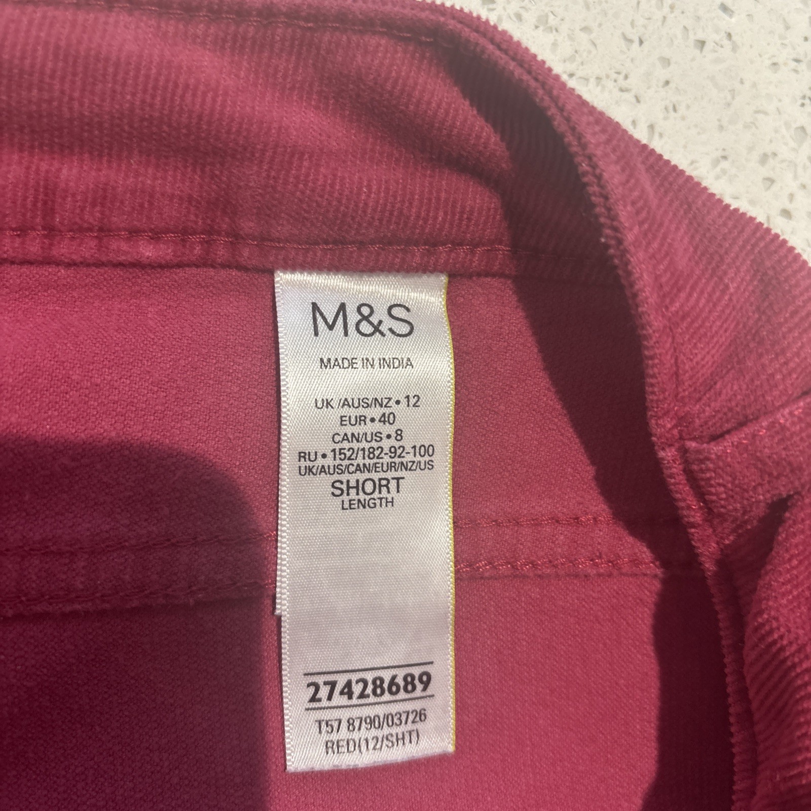 M&S Collection cords Ladies Size 12 (27in) Red Straight cords excellent