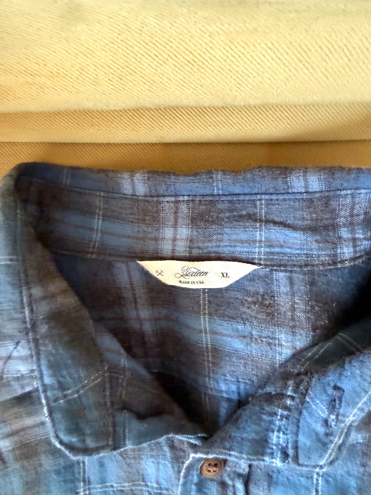 3sixteen – Lightweight Plaid Shirt – Blue Grey Black Check – XL – Made in USA
