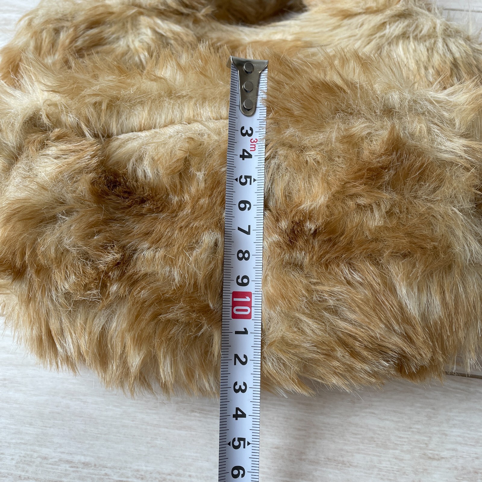 Barbie Faux Fur Hand Bag Iconic Embroidered Wallet Beige W11×H7×D4inch Movie