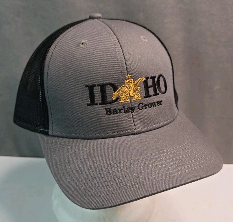 IDAHO Barley Grower hat gray black mesh back snapback embroidered trucker cap
