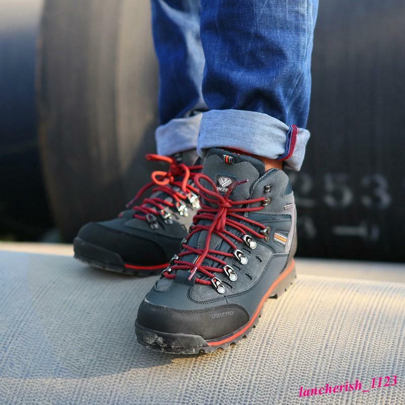 Men’s Faux Leather Ankle Boots Hiking Shoes Climbing Lace Up High Top Casual OL