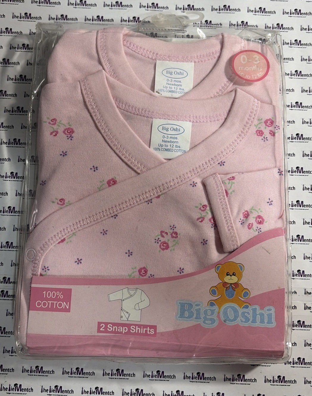 BIG OSHI 100% Combed Cotton Pink 2-Pack Snap Shirts 0-3 Months Baby BRAND NEW