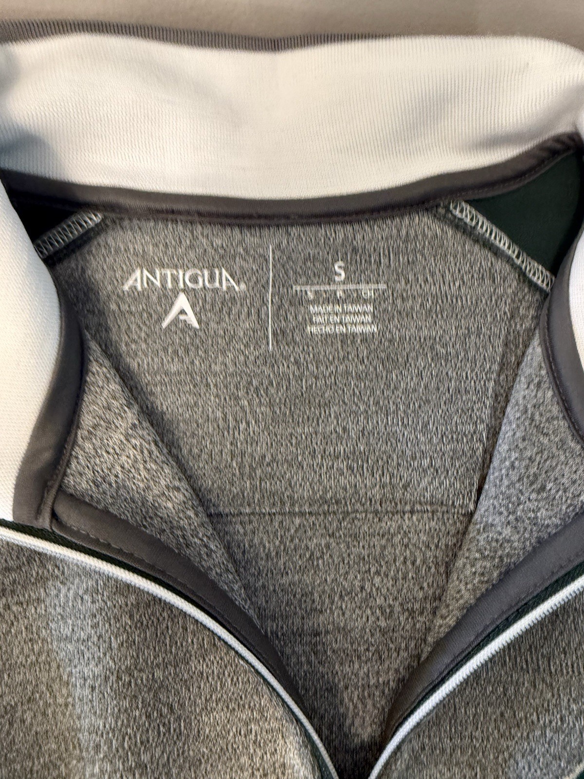 Antigua Minnesota Wild 1/4 Zip Pullover Mock Neck Logo Mens S Gray Green