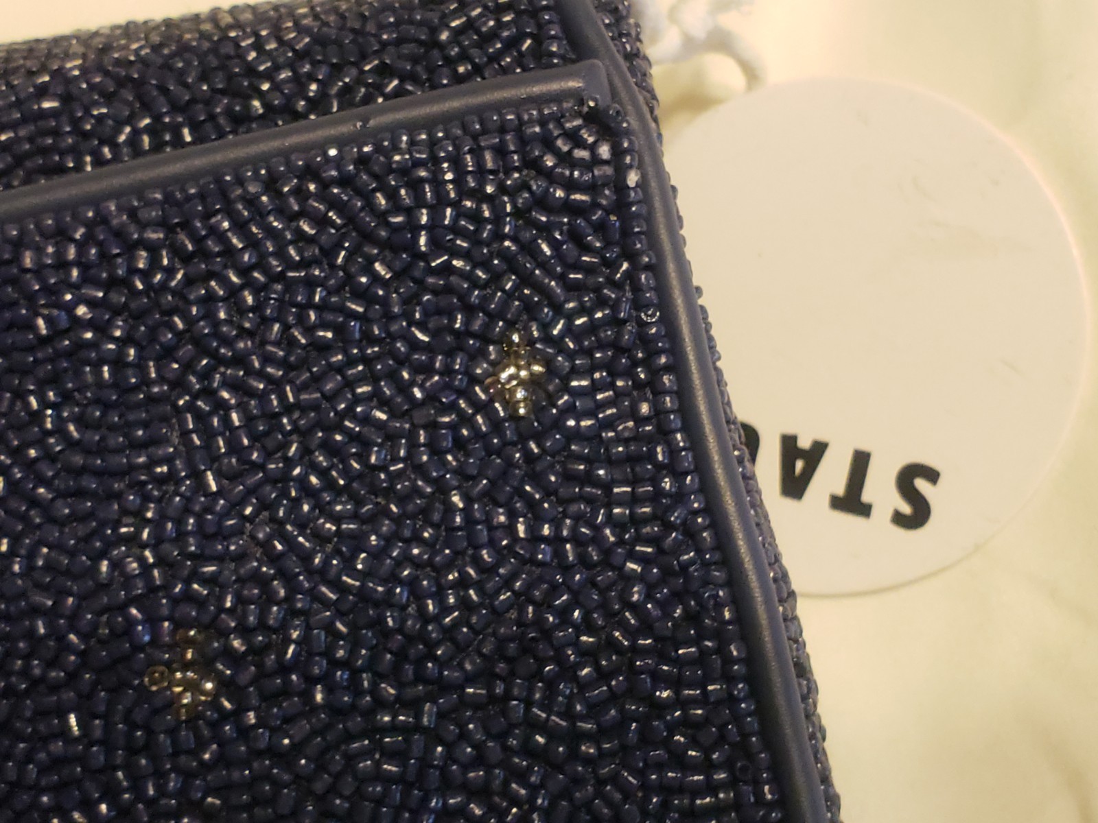 NEW! Staud Tommy Glass Bead Celestial Shoulder Bag In Navy Celestial NWT! Pouch!