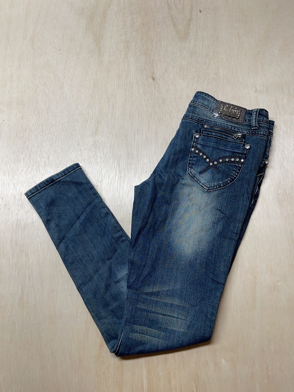 lia april Womens Skinny Leg Blue Denim Jeans Tag 11 Approx 31×30