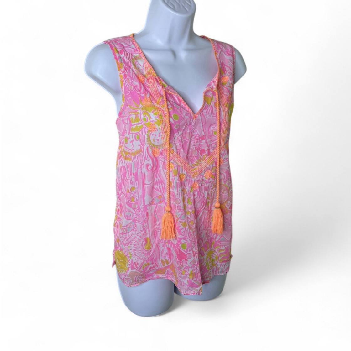 Lilly Pulitzer Kini in The Keys Lauren Top Size S Pink Orange Sleeveless Blouse