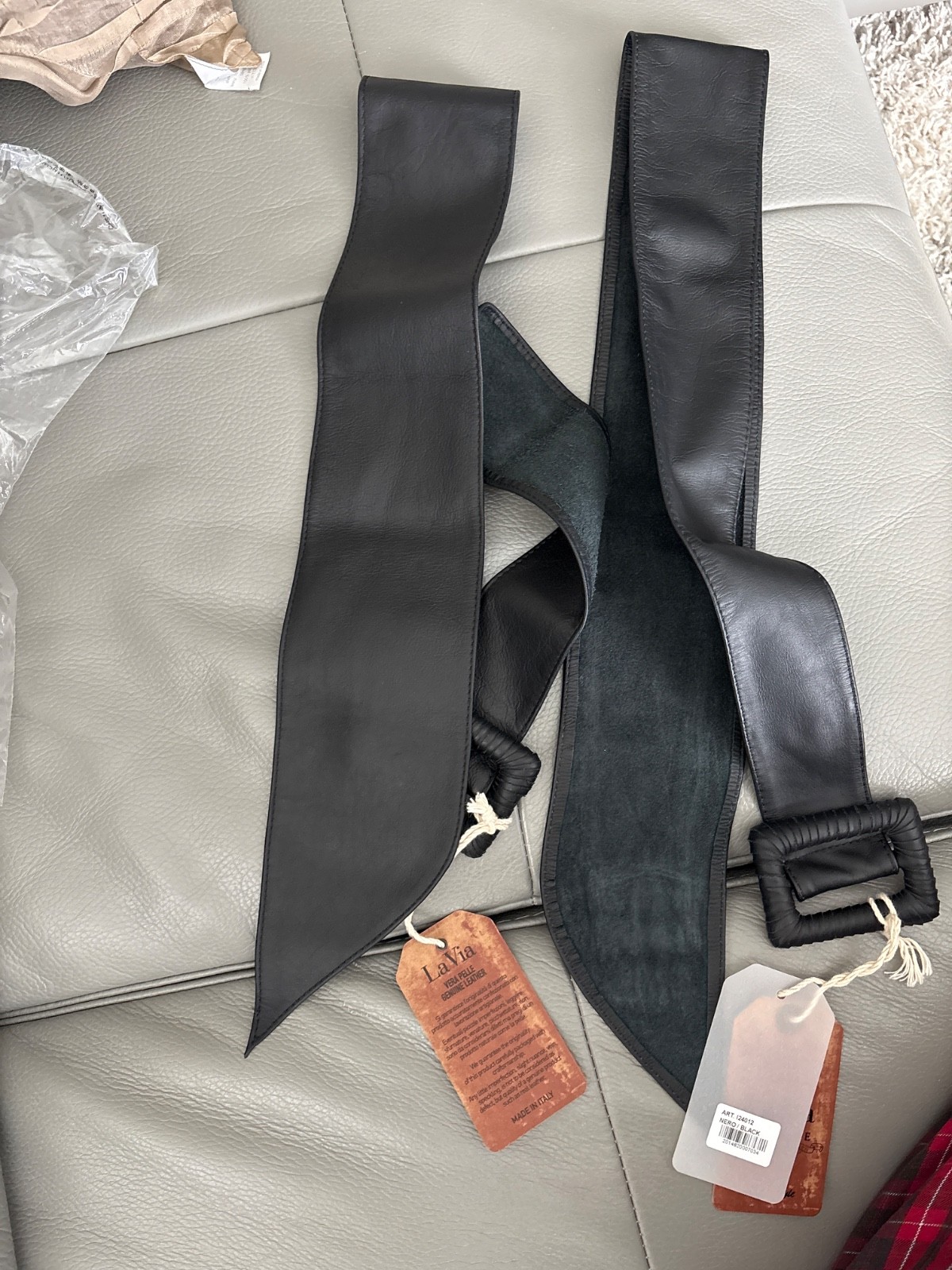La Via Firenze/ Italian Genuine Leather Belt/ women / black/ M/L