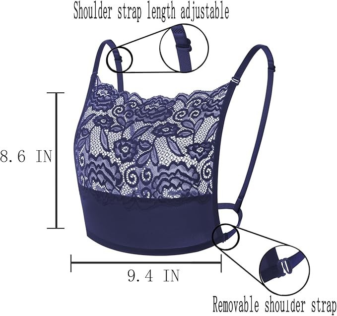 Mock Camisole Bra Insert Overlay Modesty Panel Lady Lace 7 Pcs