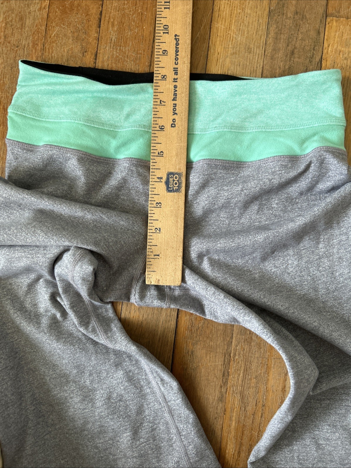 Lululemon Gray Mint Green Wide Leg Crop Yoga Pants Mid Rise Size 4-6 Approx