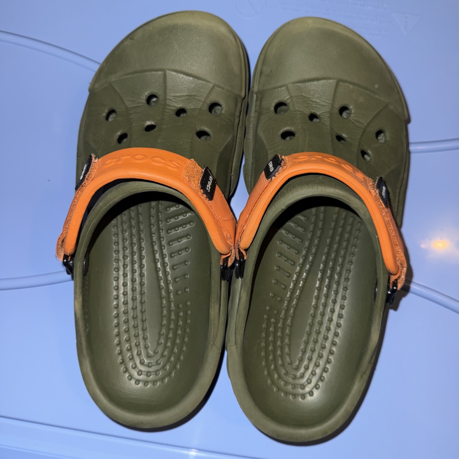 Crocs Unisex Off Road Sport Green /Orange Slip On Clogs Shoe Size M7 /W9