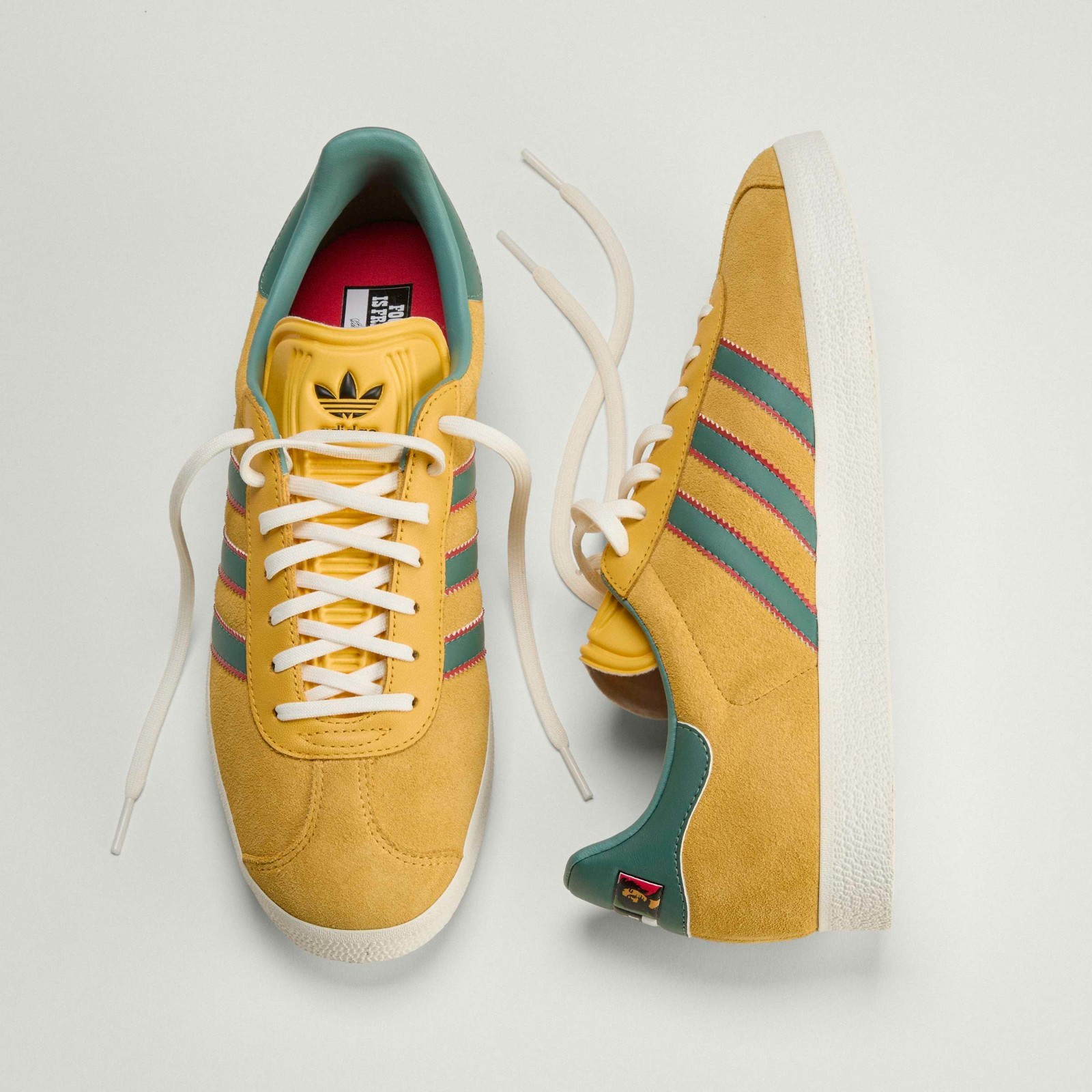 Adidas Men’s Gazelle Jamaica x Bob Marley Shoes Bold Gold/None/Pure Ruby KJ3532