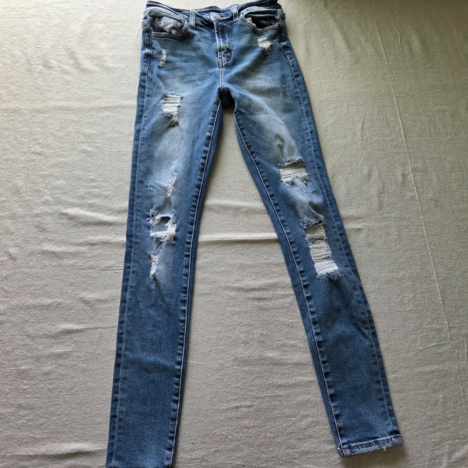 Bridge by GLY Jeans Women’s 27 Blue High Rise Skinny Stretch Distressed Denim