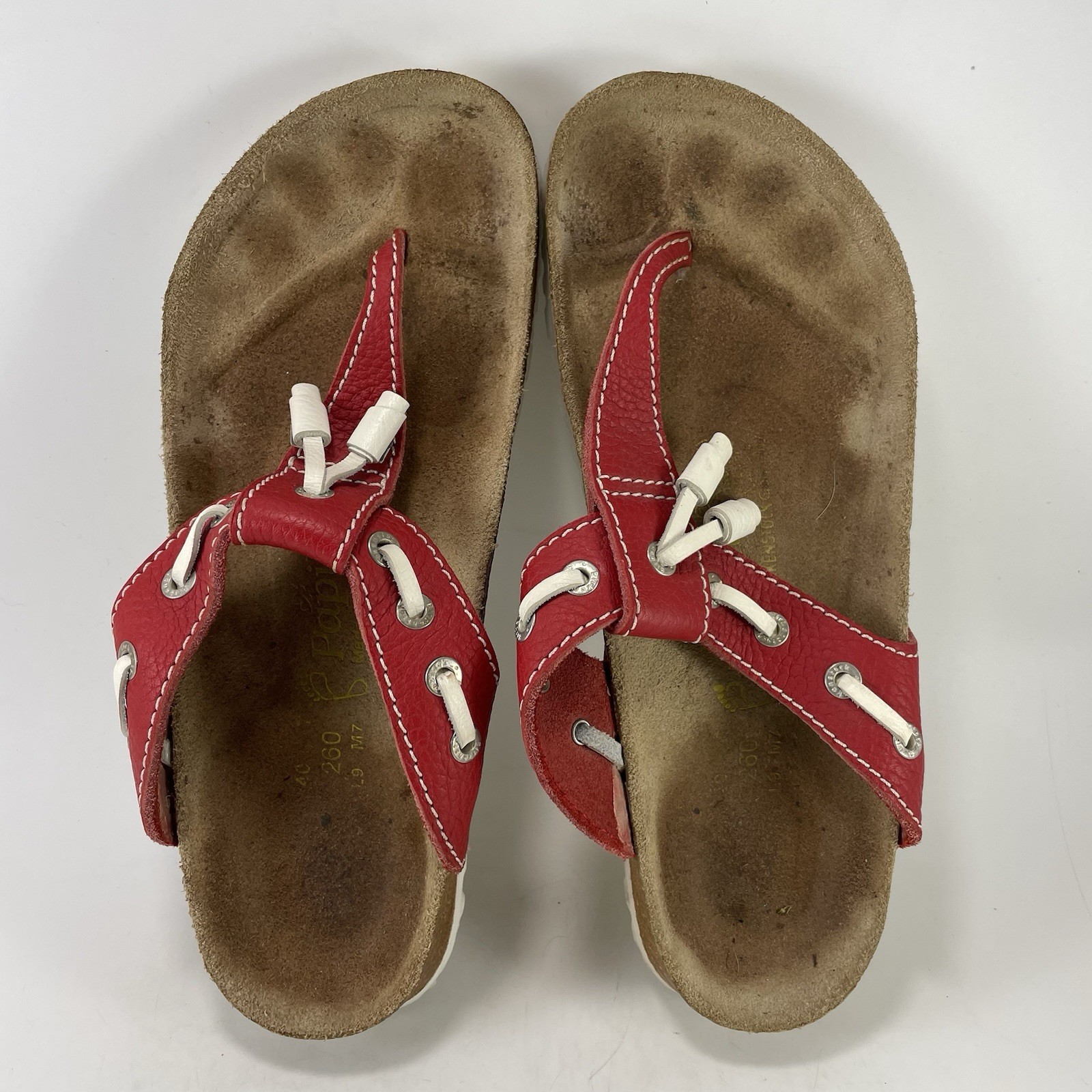 Birkenstock Papillio Tabora Sandals Womens Size EU 40, US 9-9.5 Red Laced Thong