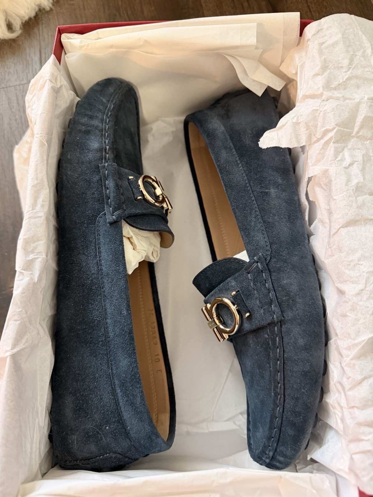 Ferragamo Women Suede Berra Loafers Blue Size 10