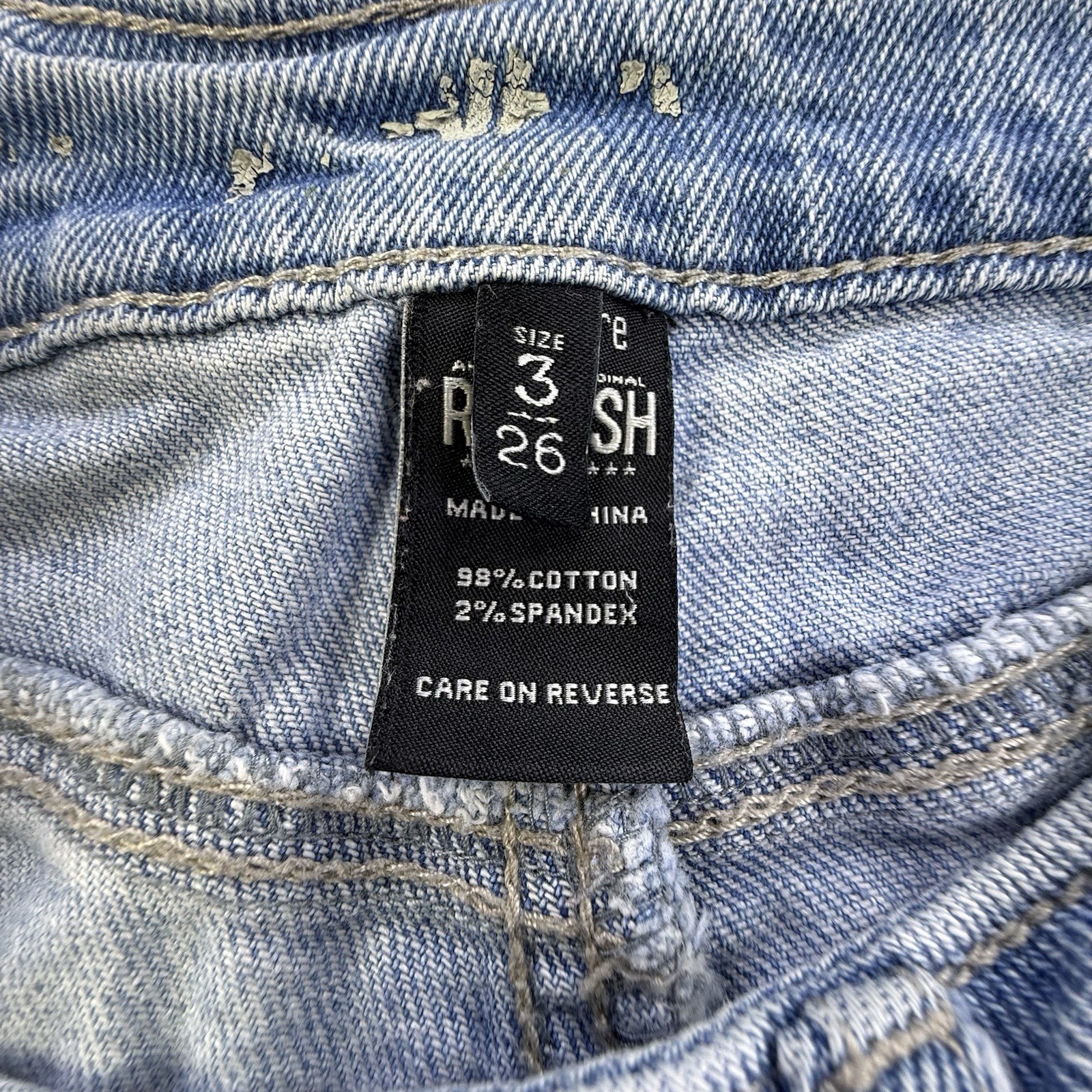 REWASH Size 3 Jean W26 Light Wash Boyfriend Rolled Cuff Straight Leg Y2K 1022
