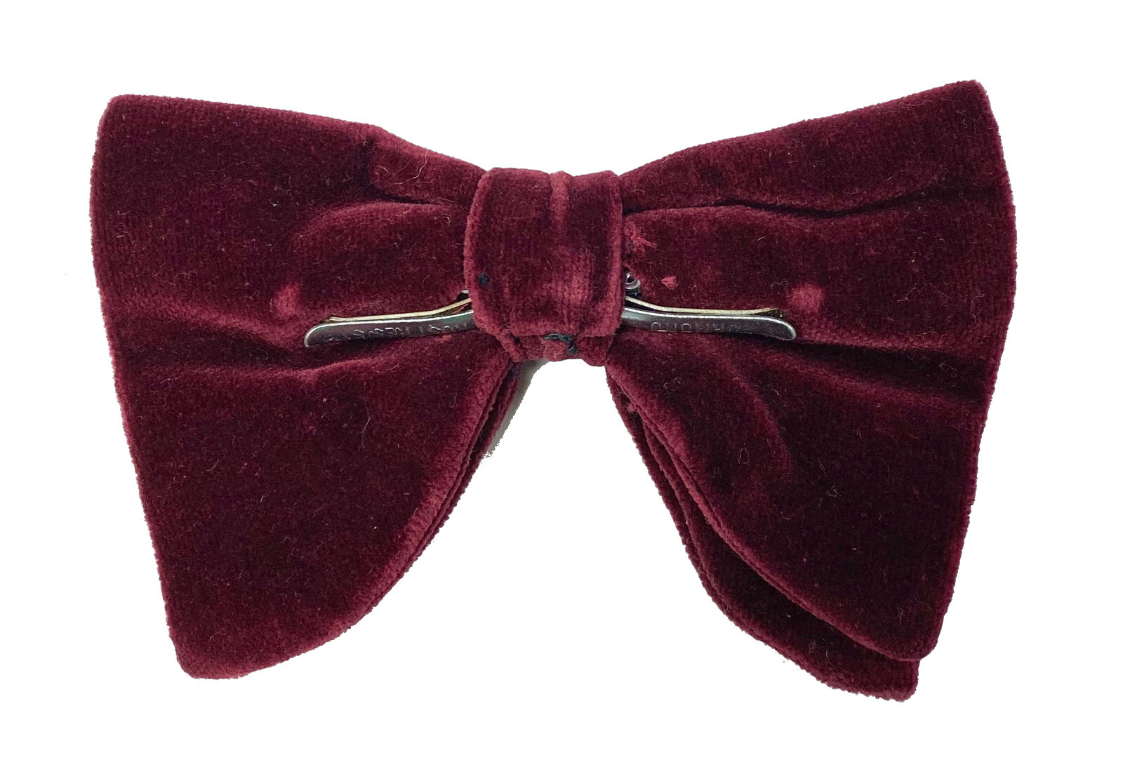 Vintage Burgundy Wine Red Velvet Bow Tie 1970’s Oversized Large Clip On