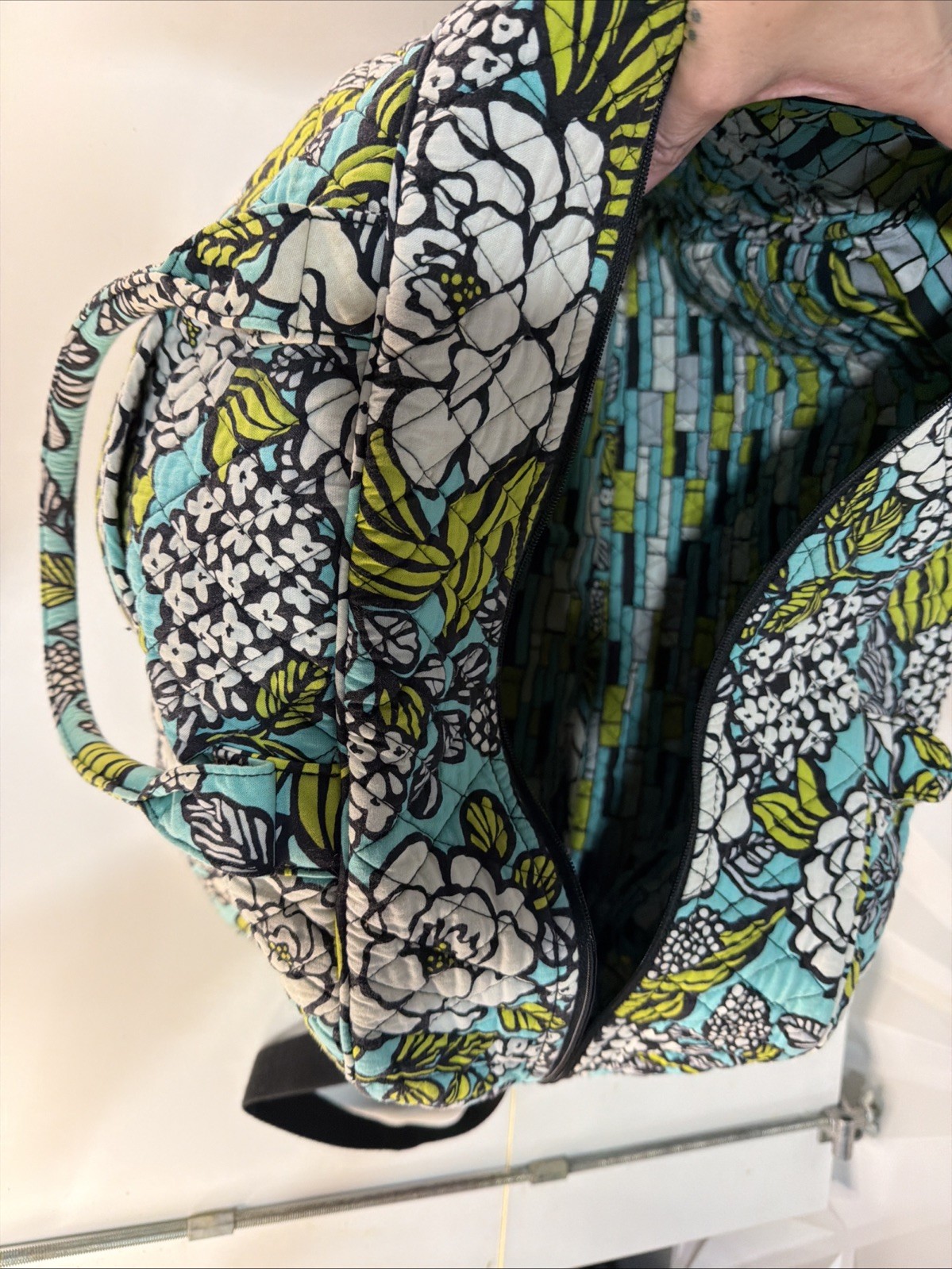 Vera Bradley Island Blooms Weekender Duffle Floral Bag Blue Green FREE S&H